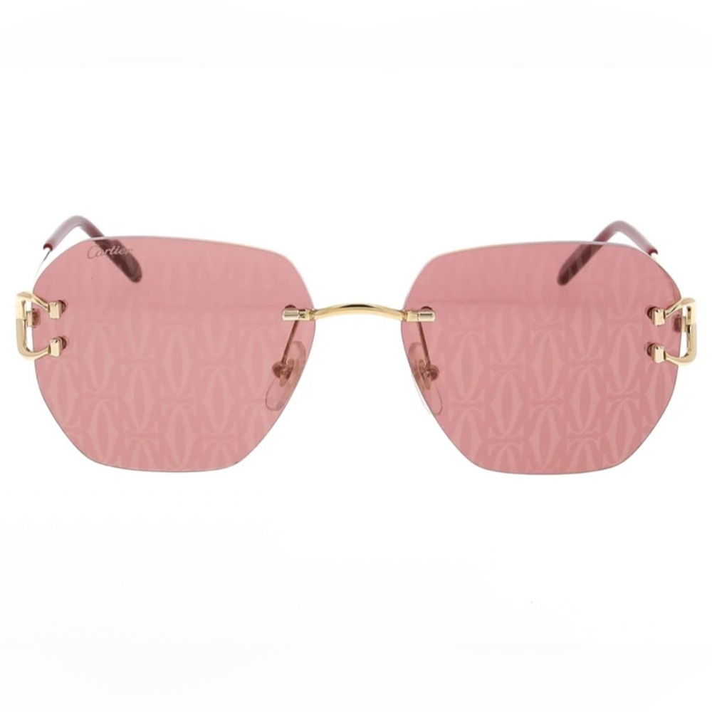 Cartier Geometric Frame Sunglasses Pink / Red BRAND NEW - Picture 5 of 11